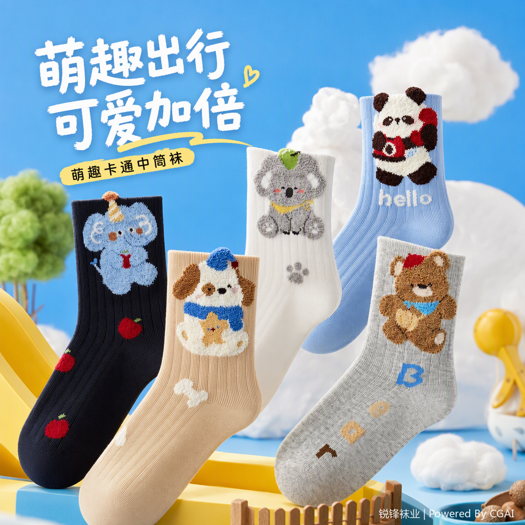 Five pairs of cute animal-patterned children's cotton socks, Spring and Summer comfortable and breathable children's socks set, cotton socks, children's socks Specification image