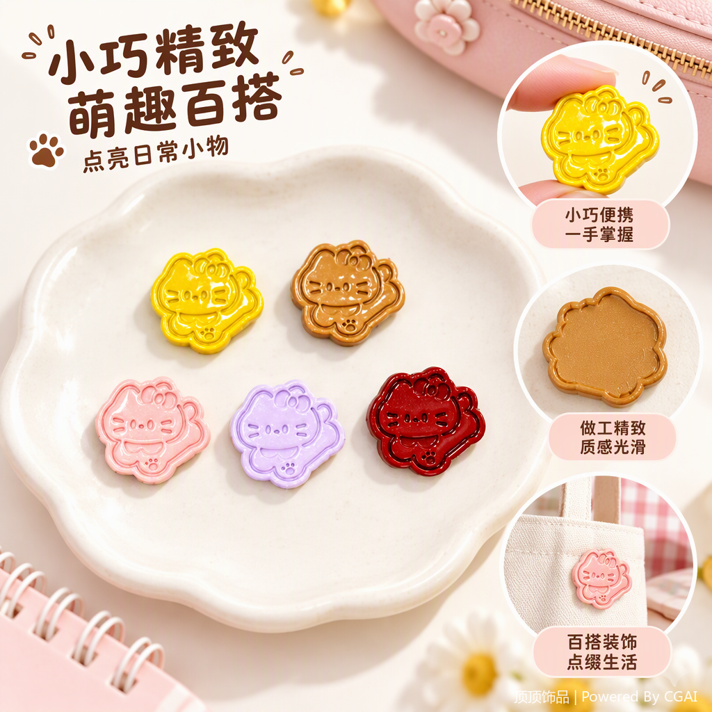 五彩Hello Kitty造型树脂胸针可爱卡通别针时尚百搭饰品礼品收藏