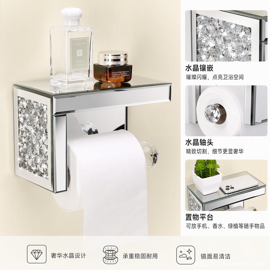 Multi-functional kitchen and bathroom tissue paper rack hanger, simple anti-slip storage rack, bathroom supplies storage rack