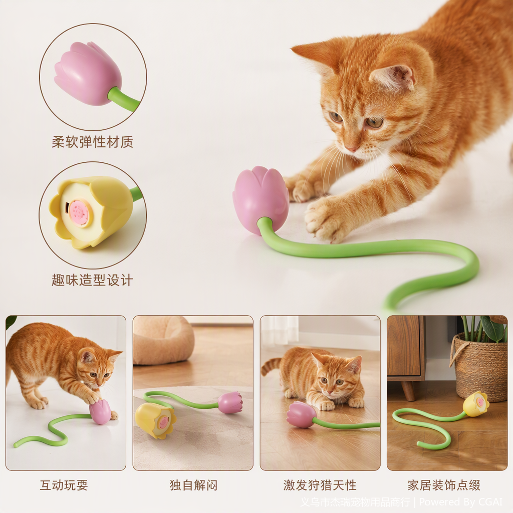 Цветочный хвостик щекочет кошачьи игрушки details Picture