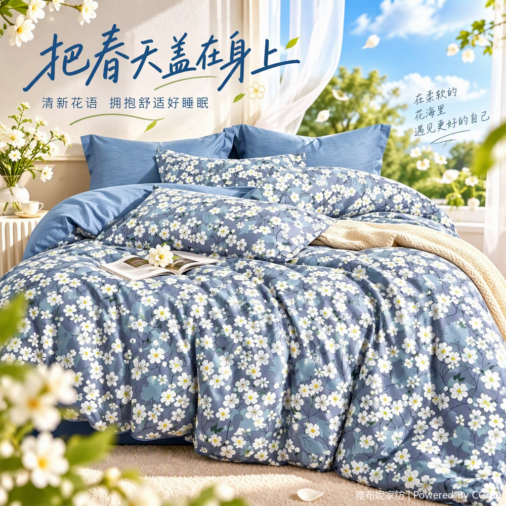 纯色简约四件套床上用品全棉床单被套床品套件卧室家用舒适耐用