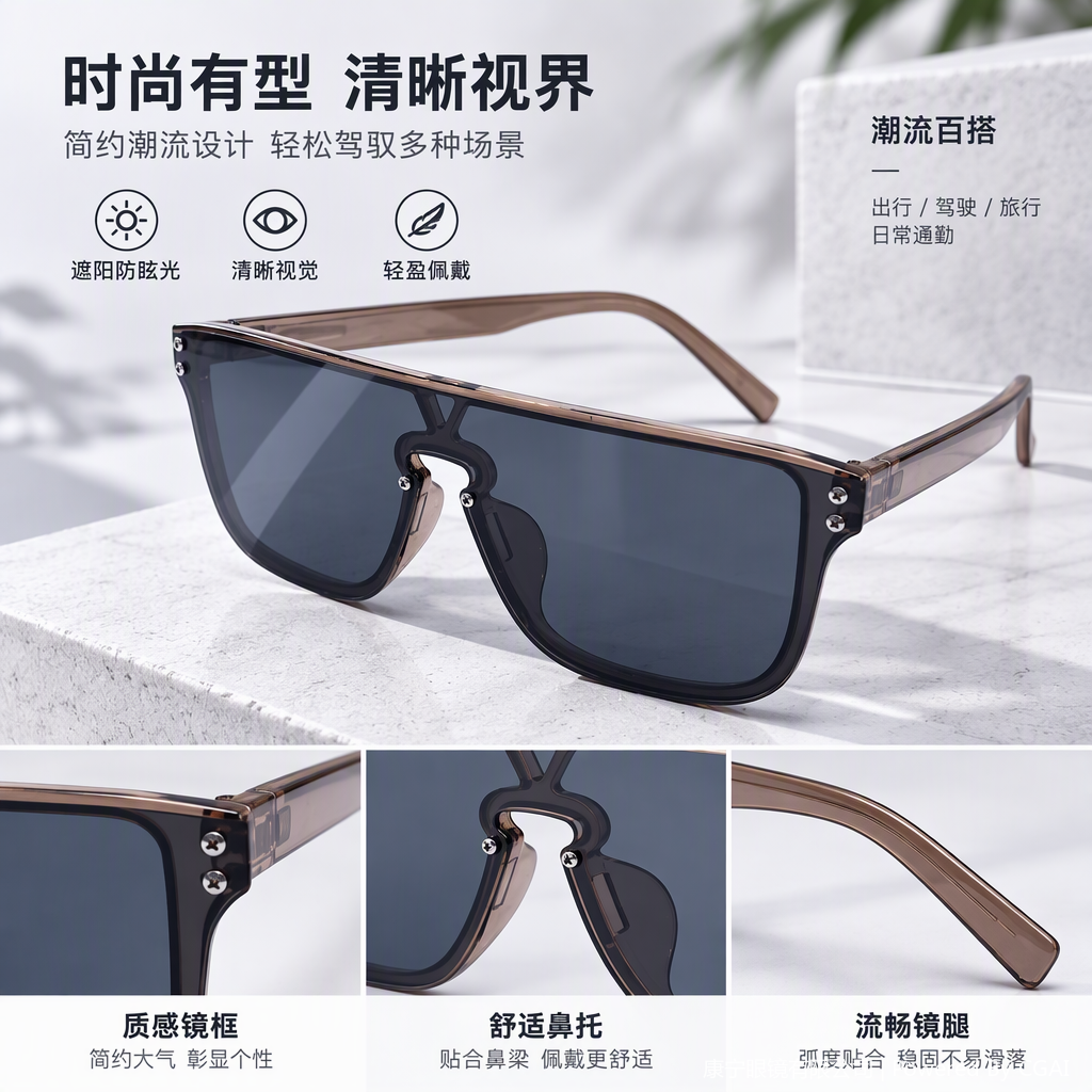 Lightweight UV-resistant polarized sunglasses, trendy, casual, sporty and fashionable accessories for men and women details Picture
