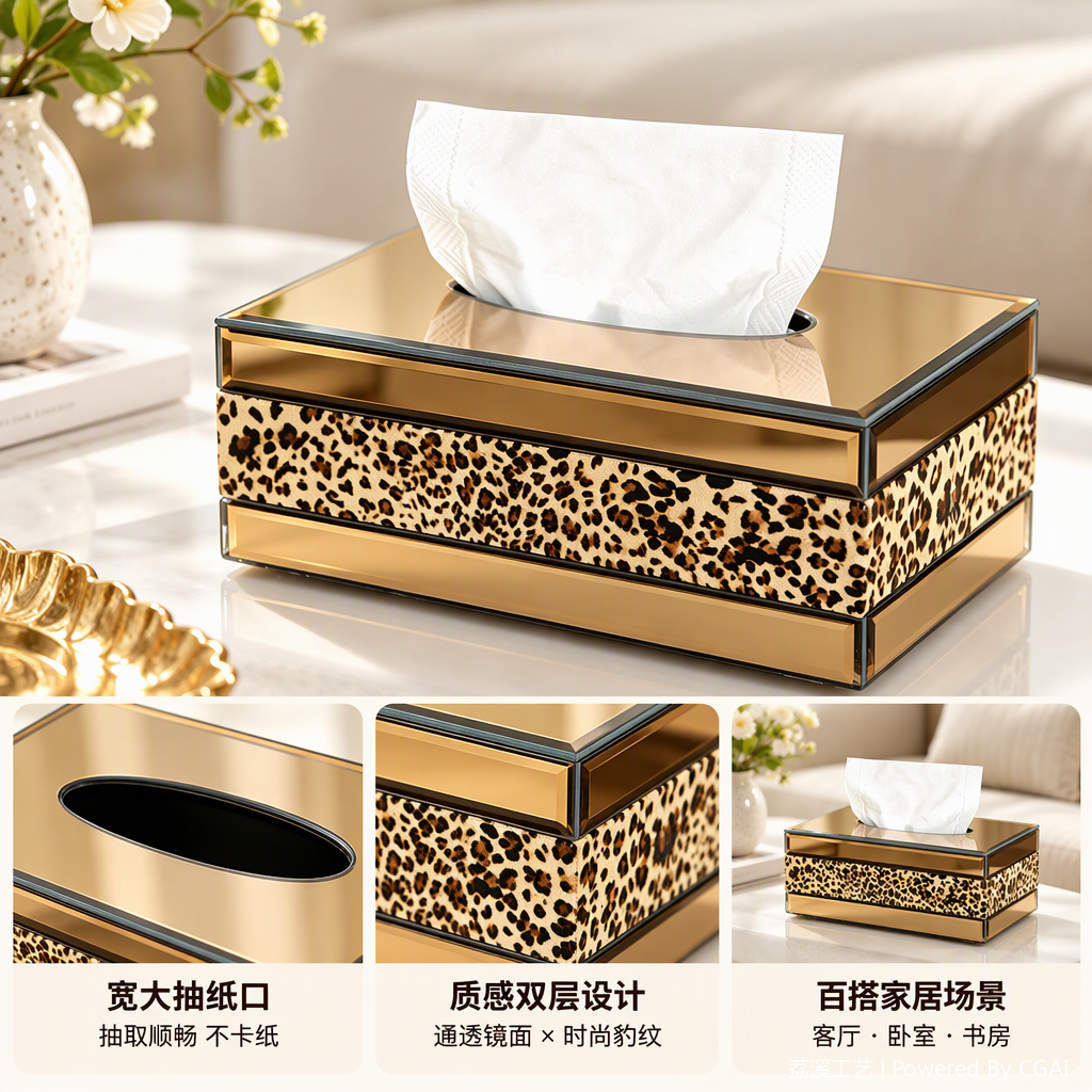 The multi-functional home mirror tissue box is a simple and creative desktop decoration and a fashionable and practical household storage product