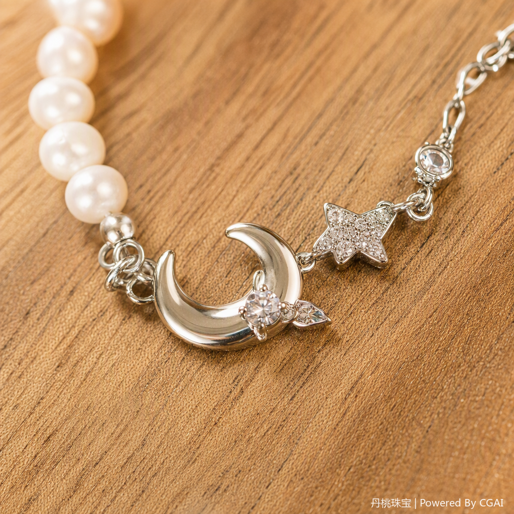 Fashionable bracelet with beaded moon and star pendants, simple and versatile girls' jewelry, trendy accessories Application Scenario