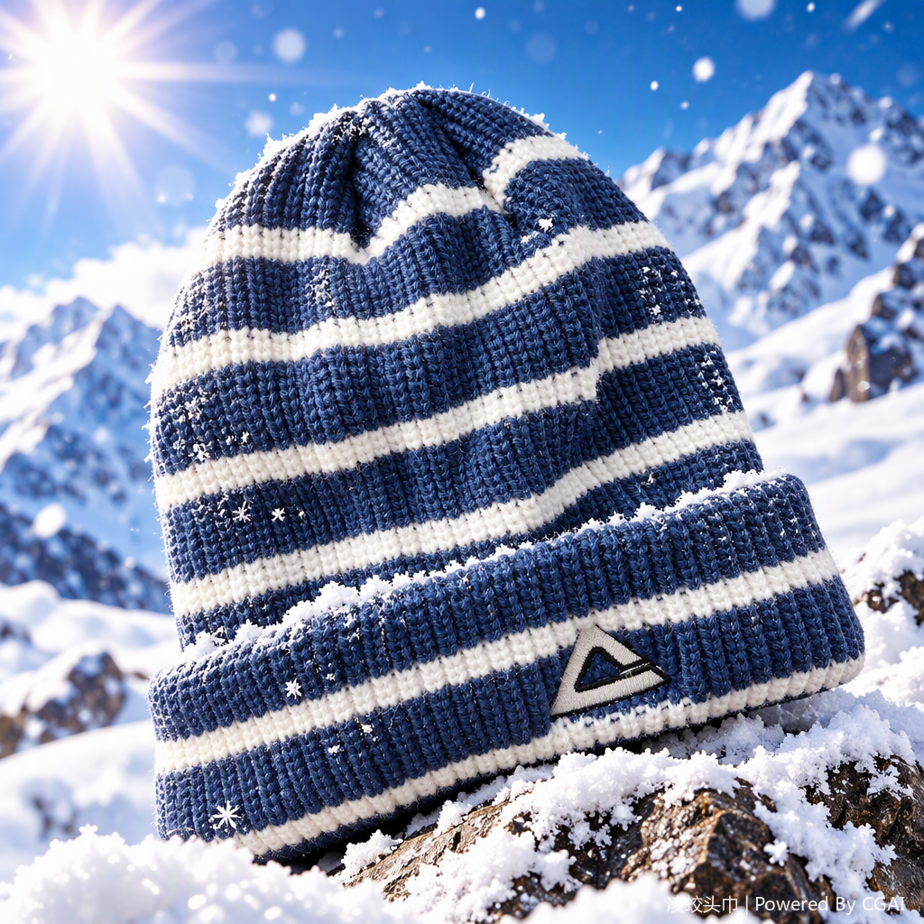 Moda versátil azul rayas blancas sombrero de punto caliente otoño invierno unisex sombrero casual estilo de tendencia Specification image