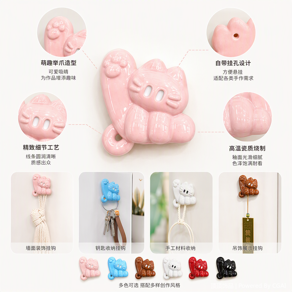 可爱多彩猫咪造型树脂饰品手工创意个性潮流搭配百搭配件礼物