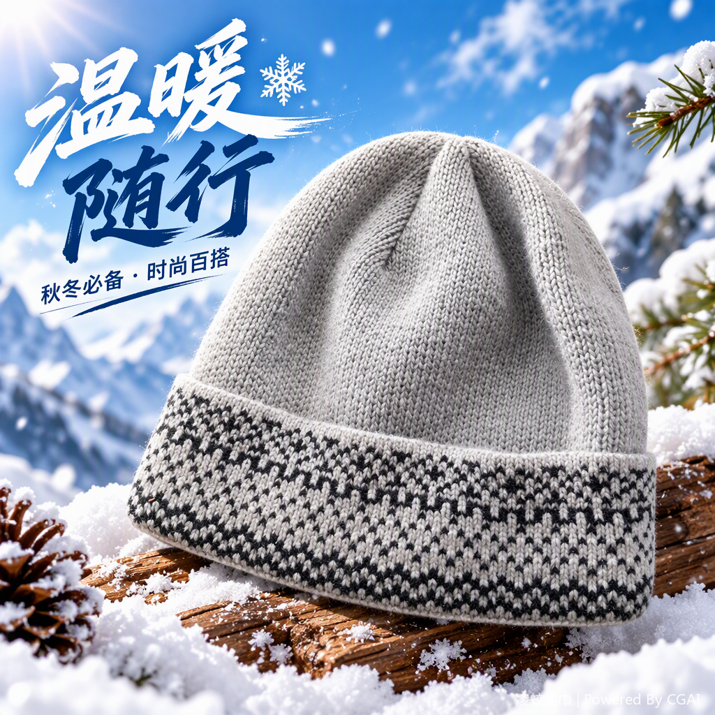 Fashionable and versatile knitted hat, warm and casual in winter. Grey knitted hat, a trendy style suitable for both men and women Specification image