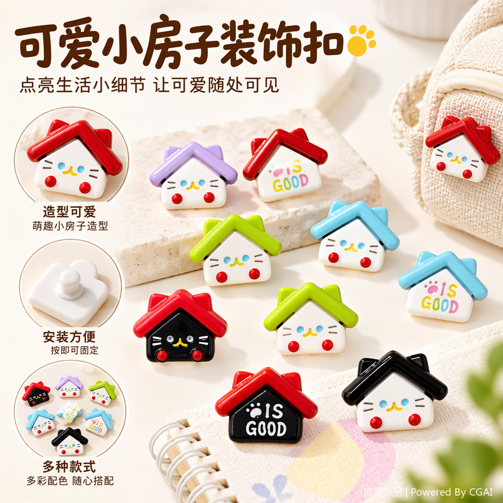 创意猫屋陶瓷摆件可爱造型家居装饰品萌趣宠物风格礼品收藏