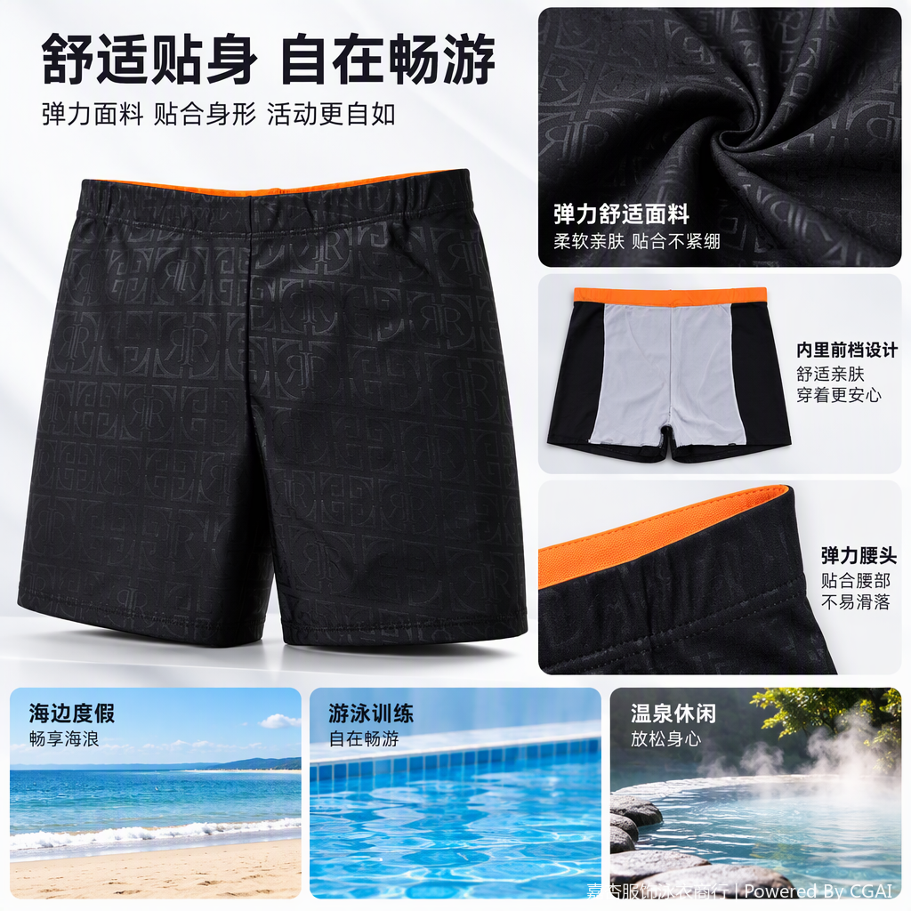 时尚运动短裤黑色满印字母图案休闲透气男女款运动休闲裤