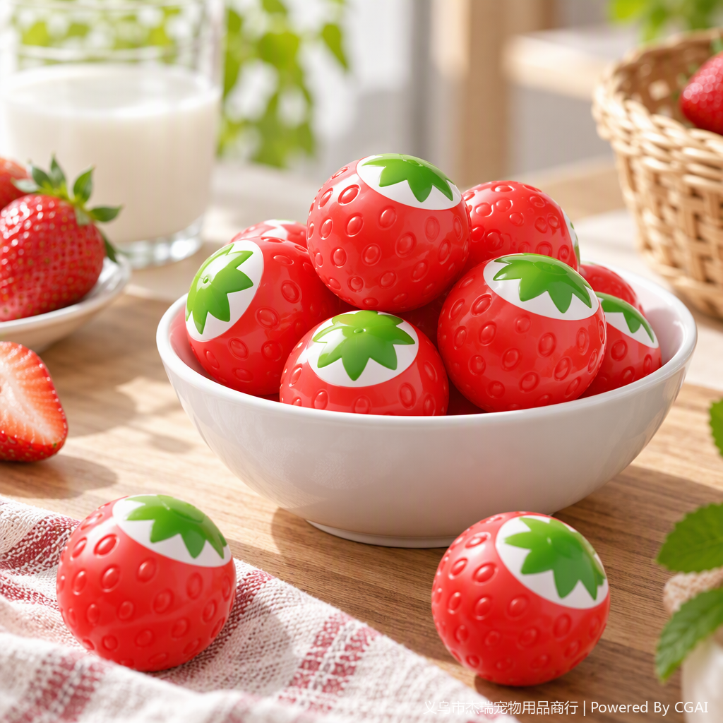 Strawberry cat toy balls are fun and educational cat toys for playing with cats