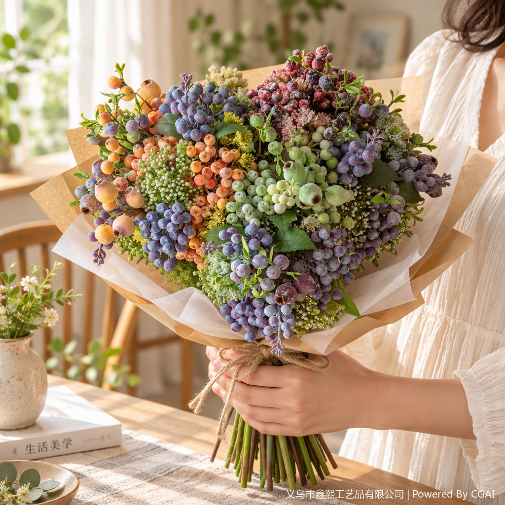 مزج العنبيَّة الملونة بباقة من الازهار النباتية واللحوم details Picture