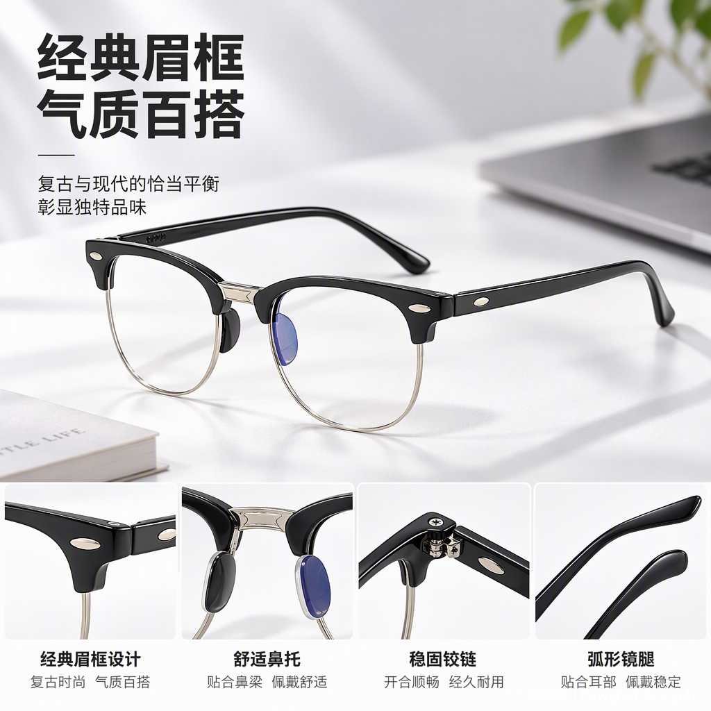 النظارات ذات الإطار المعدني الخفيف في الموضة والمعدلة للاستخدام بين الرجال والنساء Item Picture