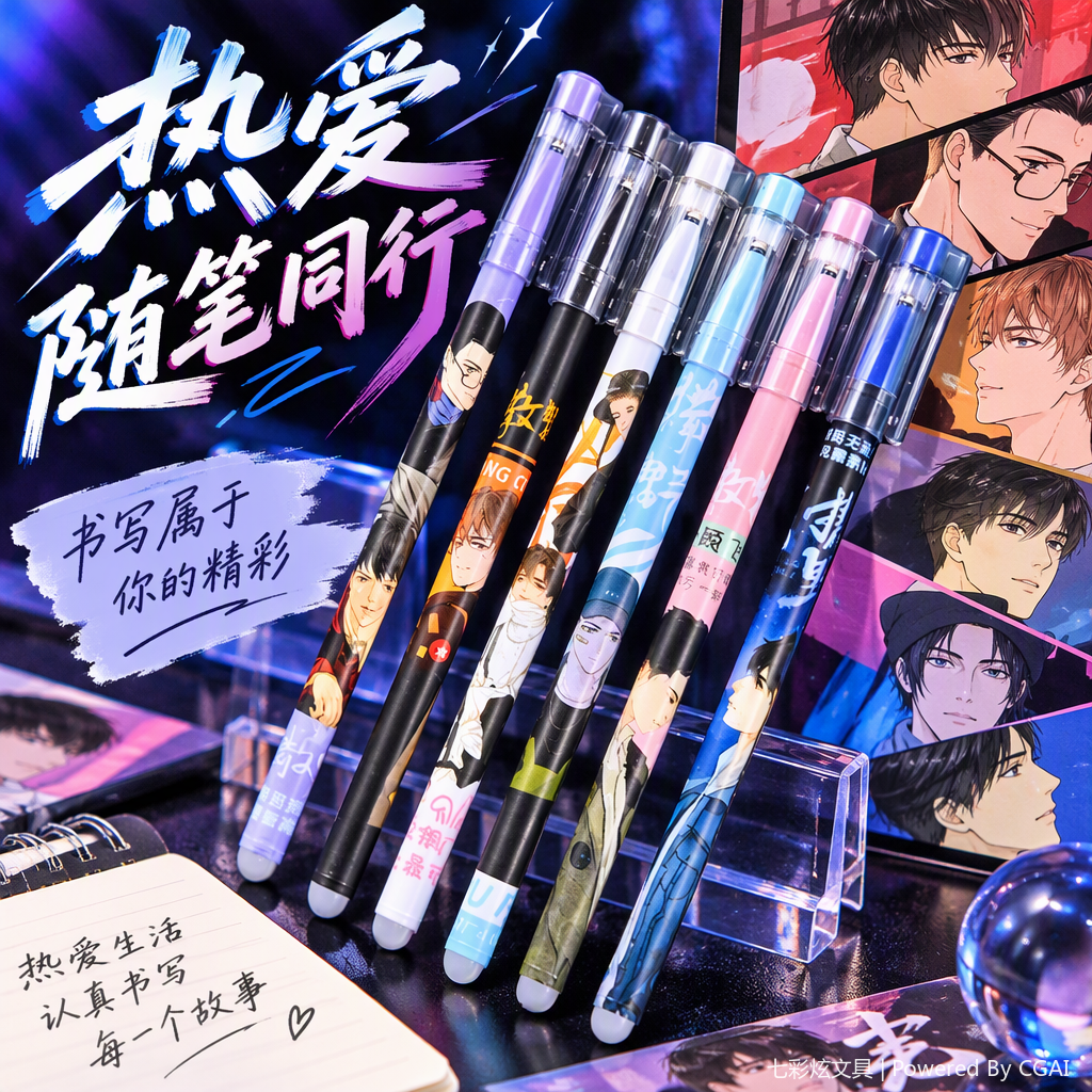 多彩办公文化书写工具中性笔学生商务签字笔细字笔0.5mm黑色蓝色任选