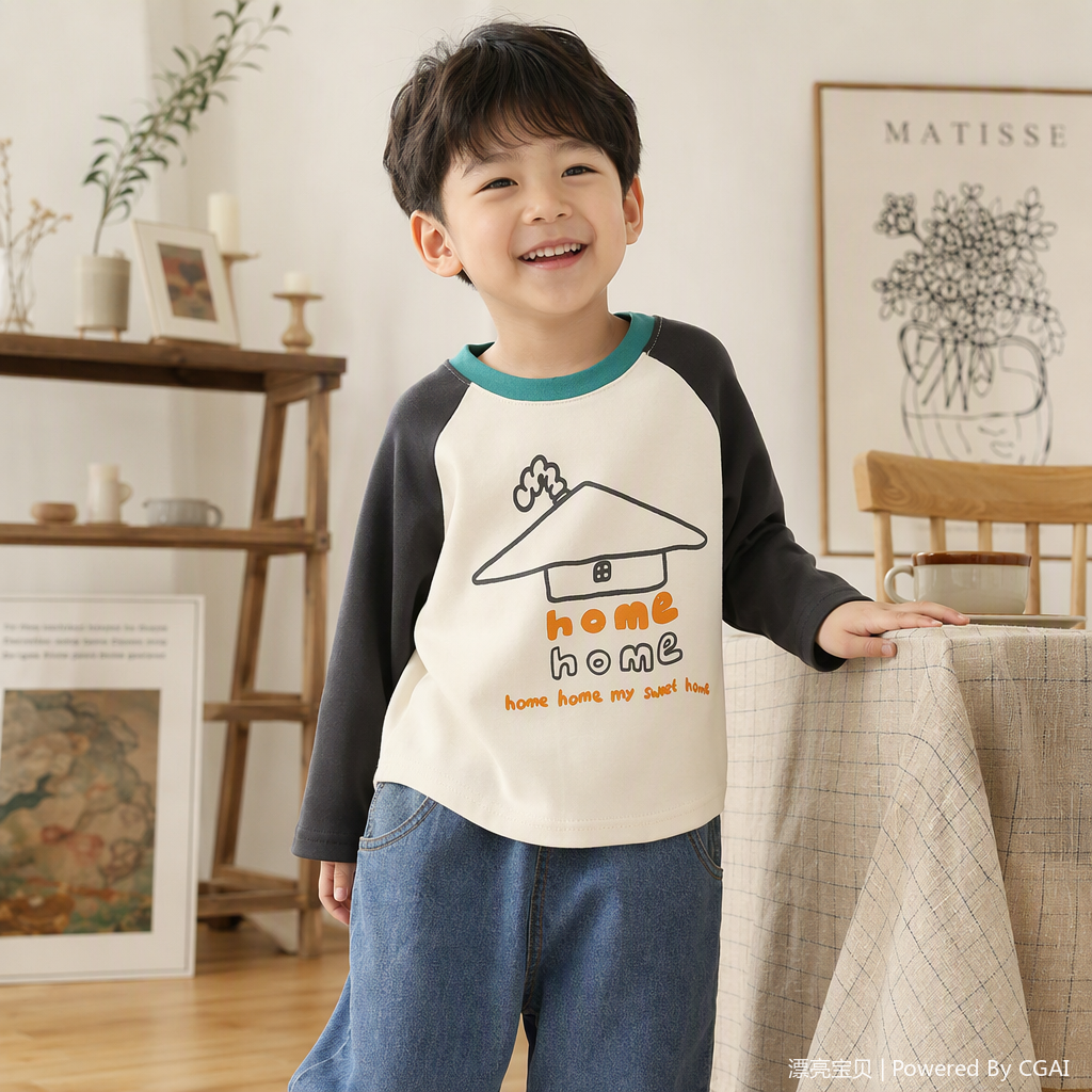 Children's pure cotton cartoon printed short-sleeved T-shirt, new spring and summer style baby children's clothing, casual and versatile children's top Specification image