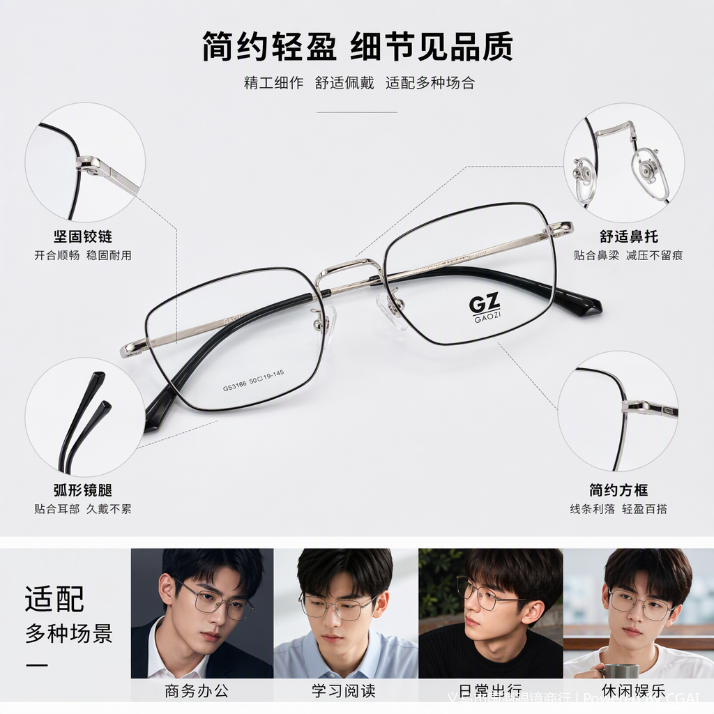 High-definition anti-fatigue metal-framed glasses for both men and women, fashionable, lightweight, comfortable and durable Application Scenario