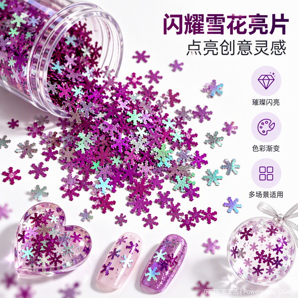闪亮粉紫渐变雪花亮片散落装饰闪粉舞台派对装扮材料