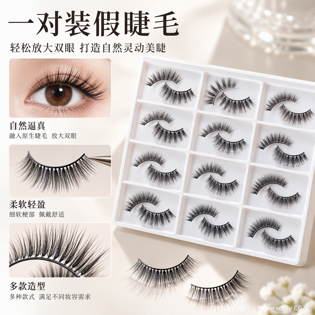 Natural and thick false eyelashes, heavy makeup, long-lasting and slender makeup, natural beauty tools, essential for dressing up Specification image