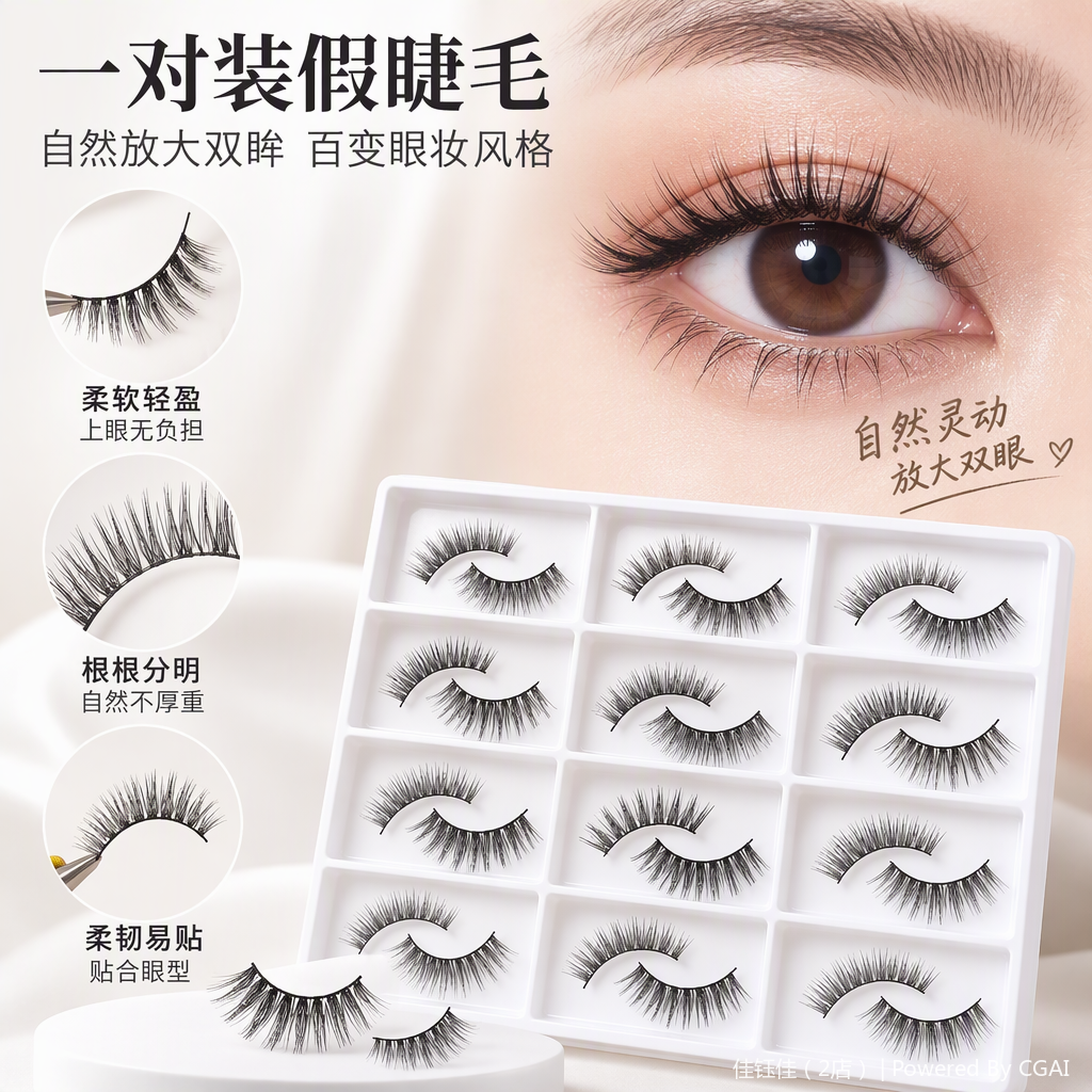 Natural thick false eyelashes, long-lasting anti-smudging, professional beauty tools to enhance eye makeup effects