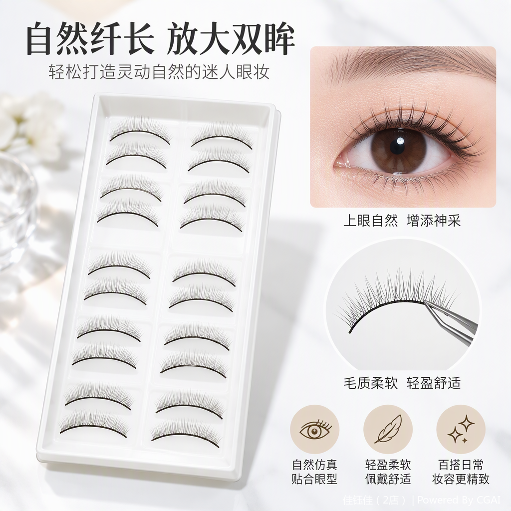 Professional beauty false eyelashes are long-lasting, slender, naturally thick and suitable for daily makeup. They can be easily pasted and come in a variety of styles