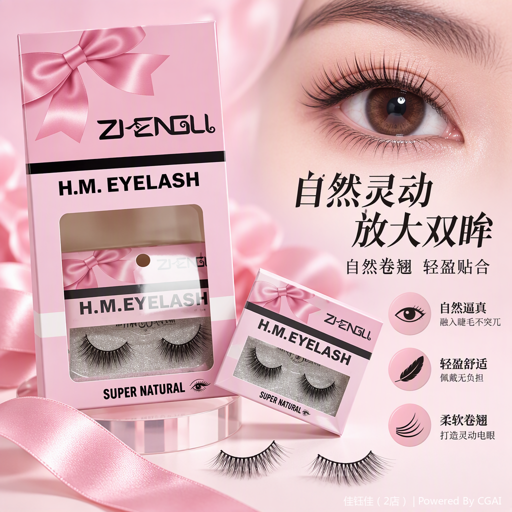 Natural thick false eyelashes, long-lasting and slender beauty tools, light and easy to stick, natural makeup look false eyelash set details Picture