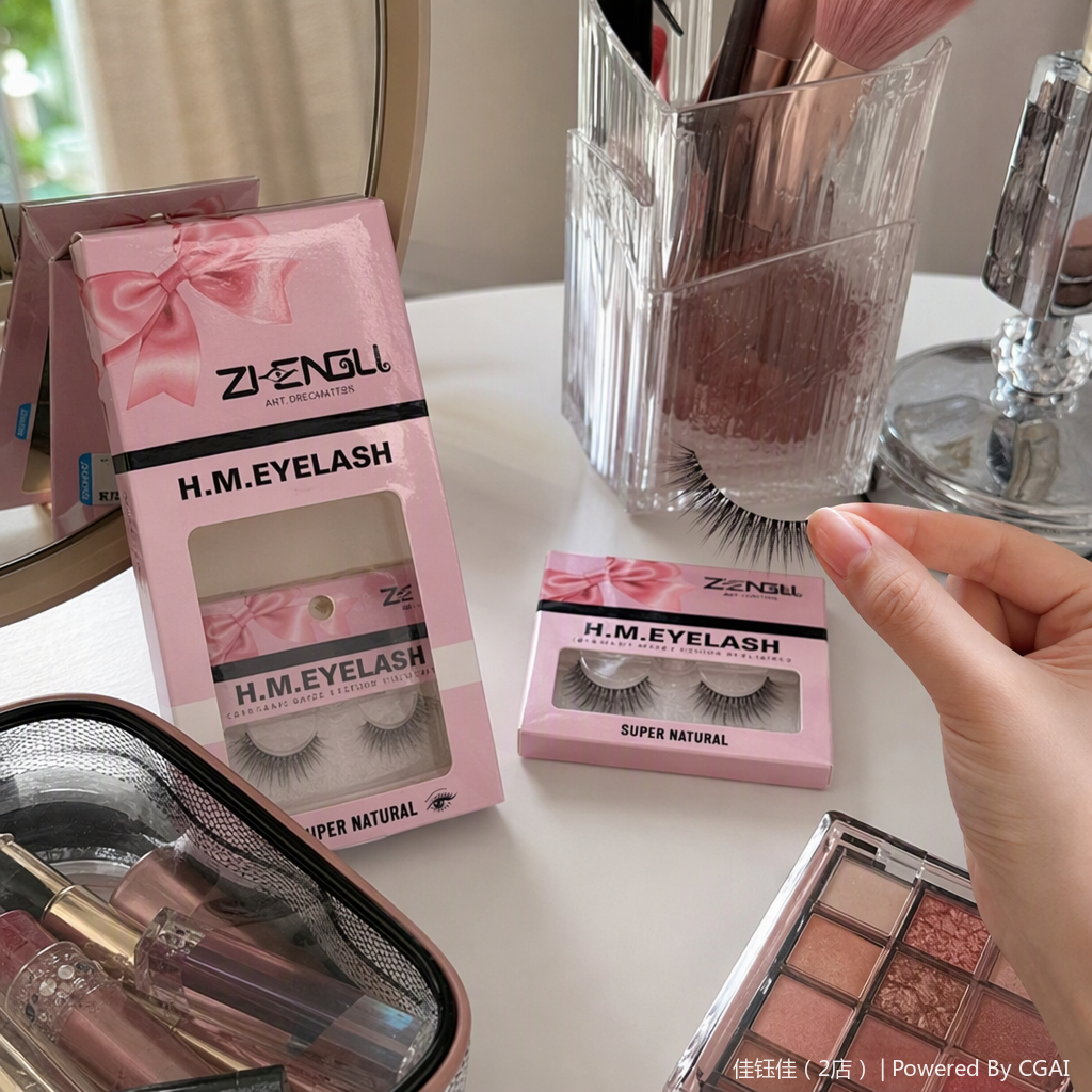 Natural thick false eyelashes, long-lasting and slender beauty tools, light and easy to stick, natural makeup look false eyelash set Specification image