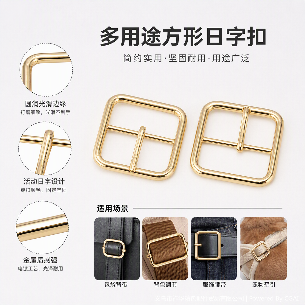 时尚金属方形针扣金色装饰扣子服饰配件手工DIY配件饰品扣详情1