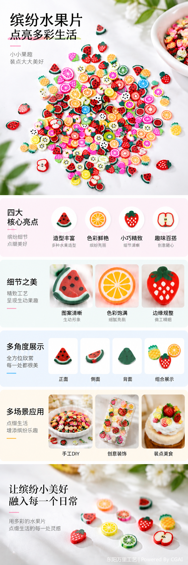 多彩水果造型树脂贴片装饰材料创意DIY手工贴纸装饰用品详情1