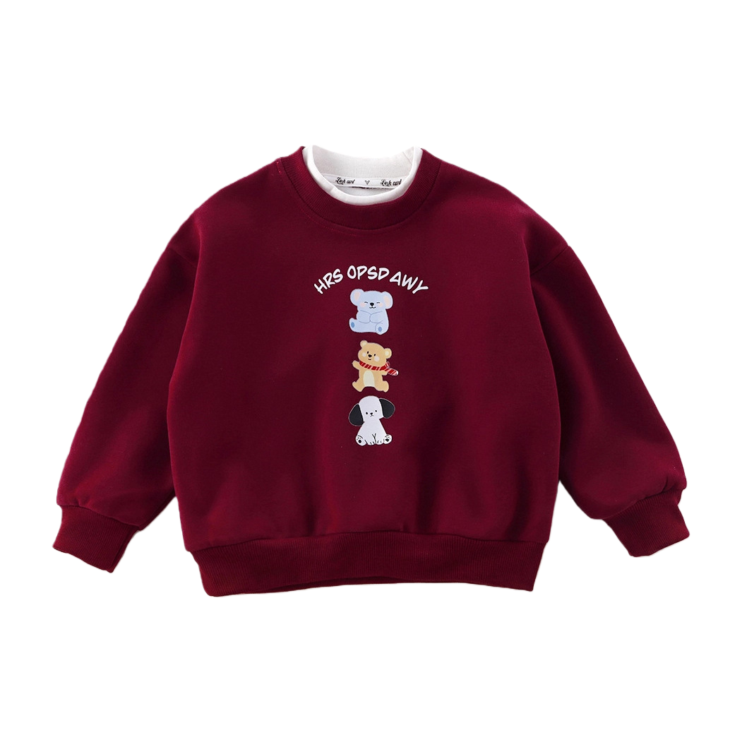 Cute cartoon printed children's sweatshirt for autumn and winter, warm top for babies, casual and sporty children's sweatshirt