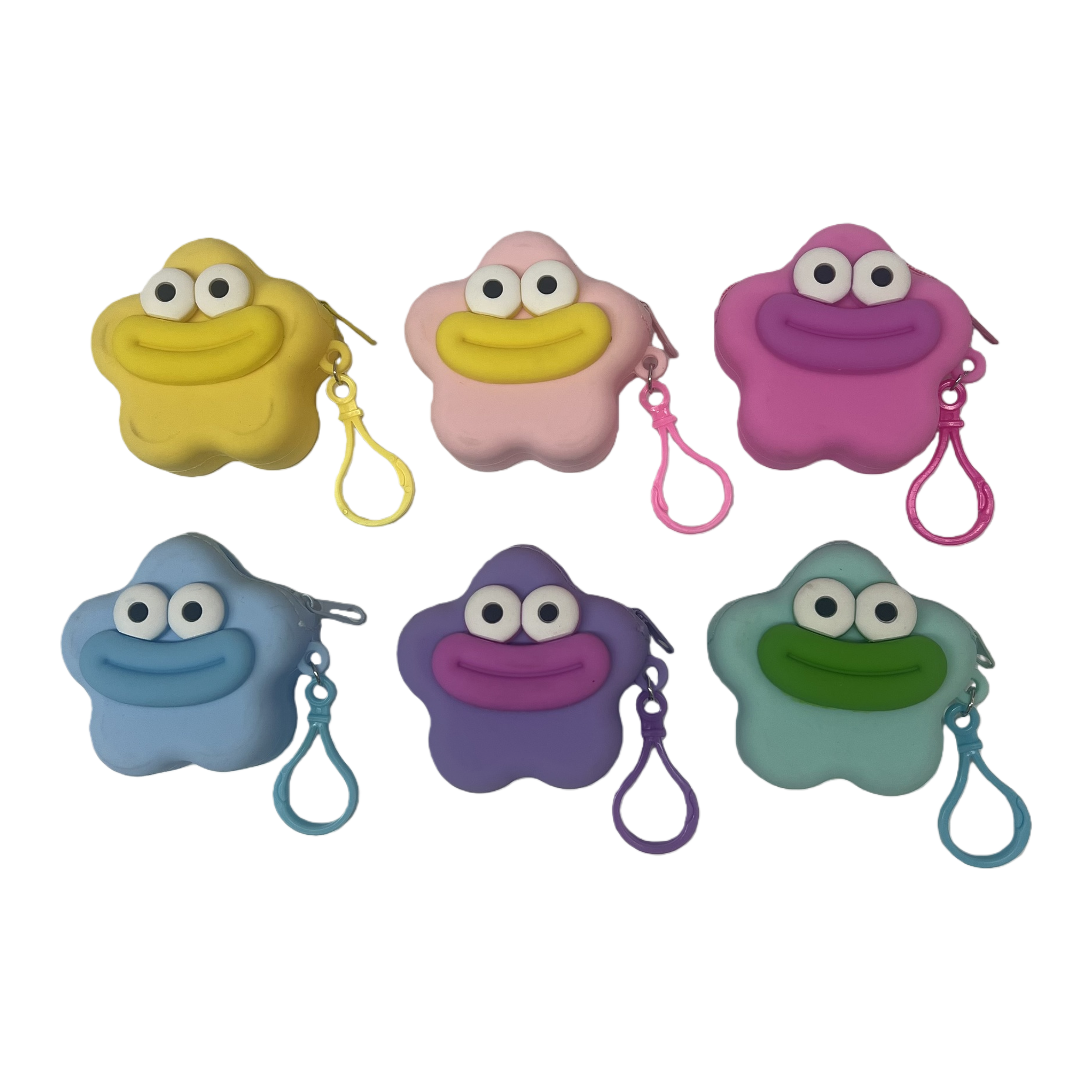 Colorful Card Tong Star-shaped silicone coin Purse, six creative, cute and portable coin bags, student card cases, children's gifts Item Picture