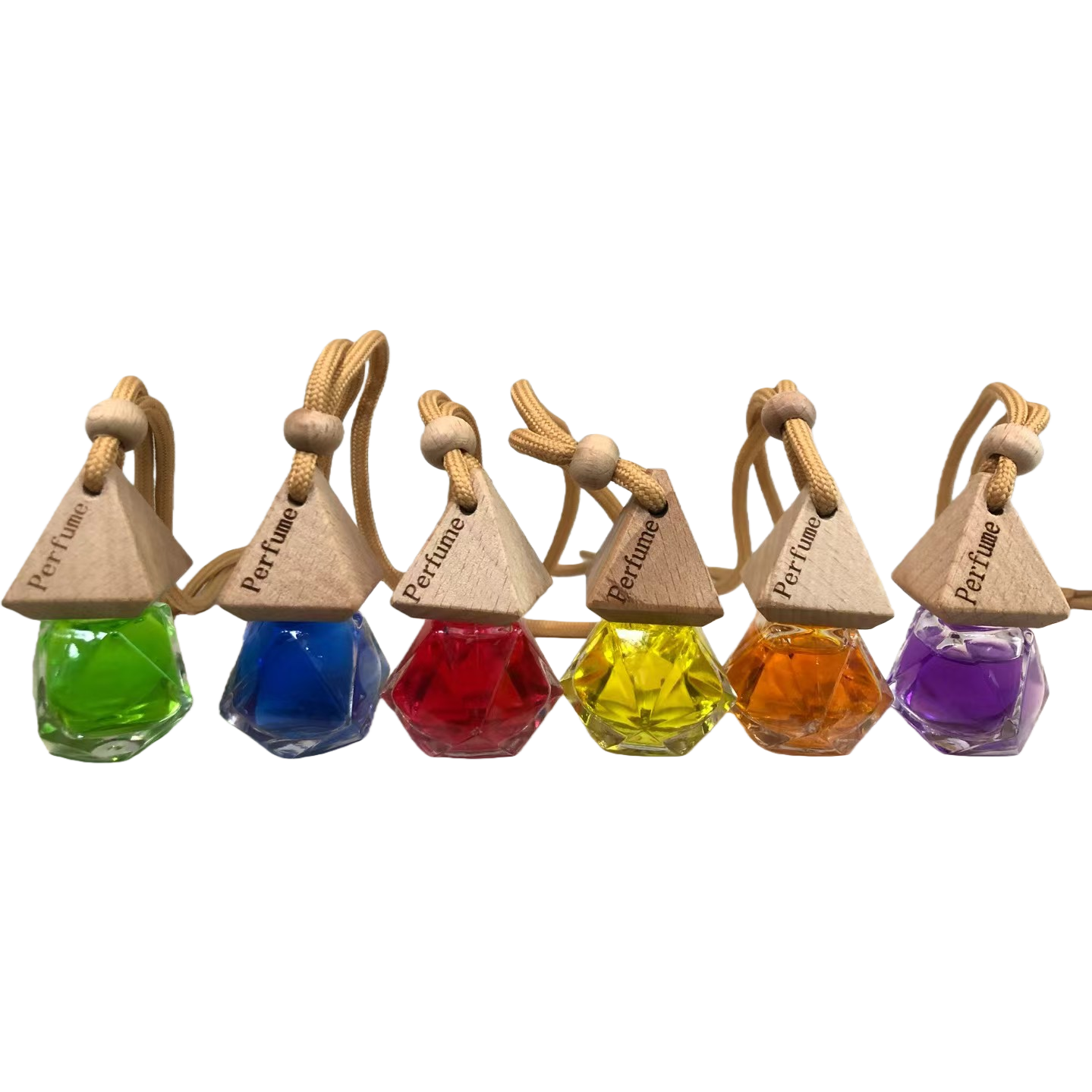 【 Wooden Beads 】 Diamond-shaped Pendant Aromatherapy 10ml Car Aromatherapy Tennis Perfume, long-lasting and refreshing fragrance, improving the air inside the car, fragrance decoration product details Picture