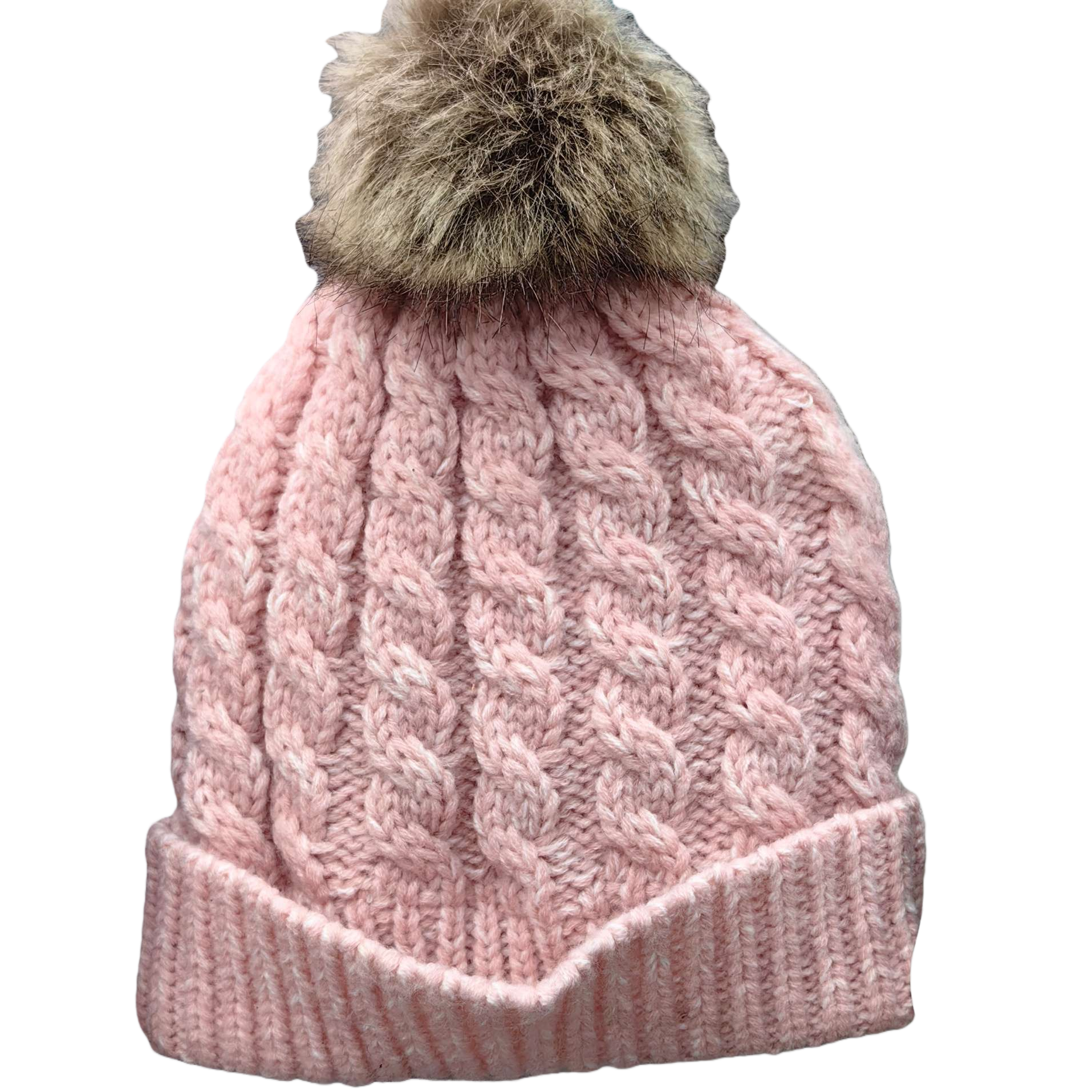 Розовая тряпка, вязаная шапка, чтобы согреть зимнюю даму Item Picture