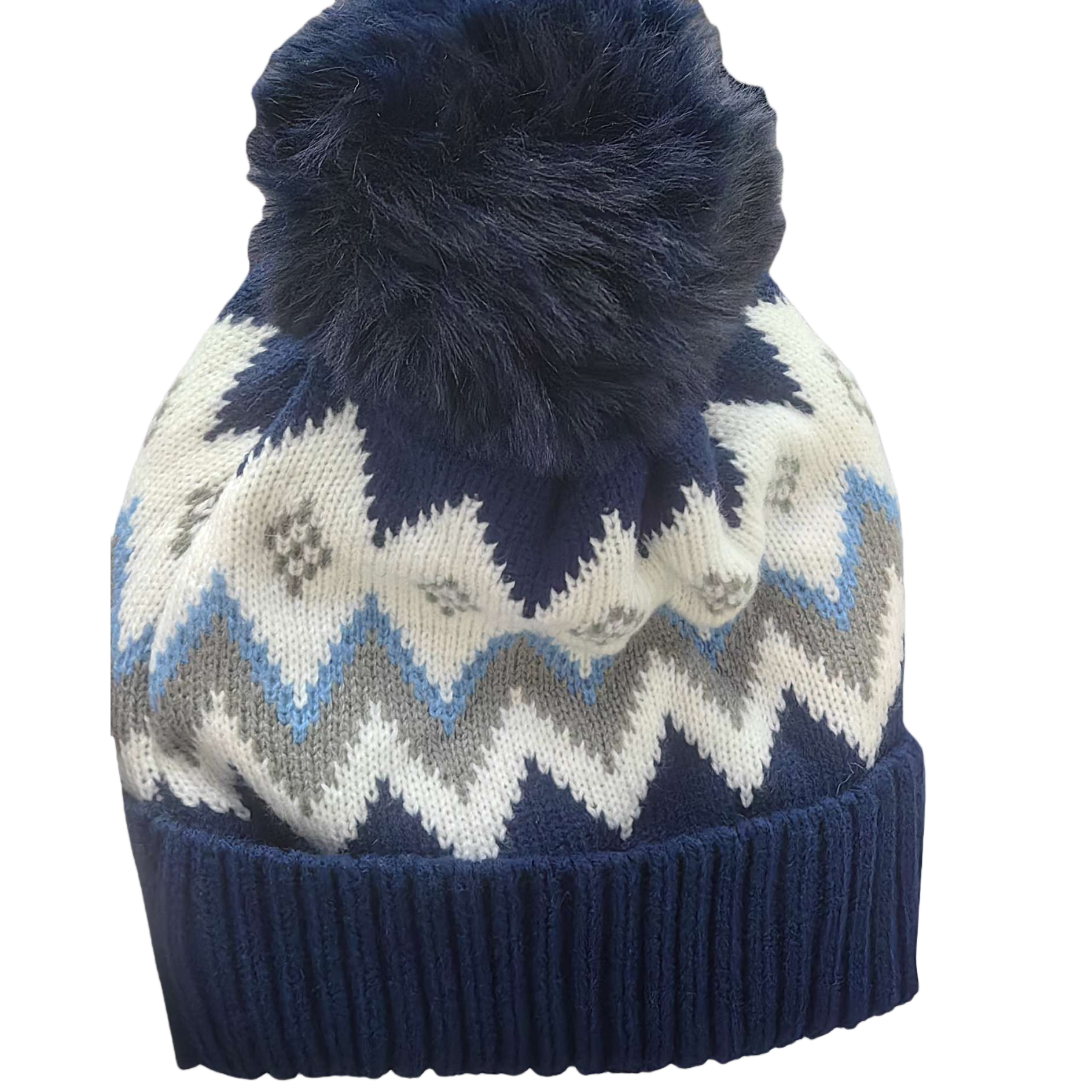 This fashionable geometric patterned knitted hat is decorated with plush balls, making it warm and versatile. It is suitable for both men and women in winter Item Picture
