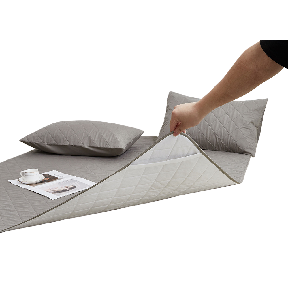 Grey quilted thick bed cover, mattress protection cover, anti-slip and durable bedding, bedspread, bed sheet, mattress cover Item Picture