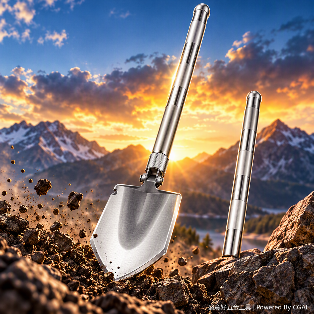 The handle of the multi-functional agricultural shovel is sturdy and durable. It is a portable gardening construction shovel tool for home use