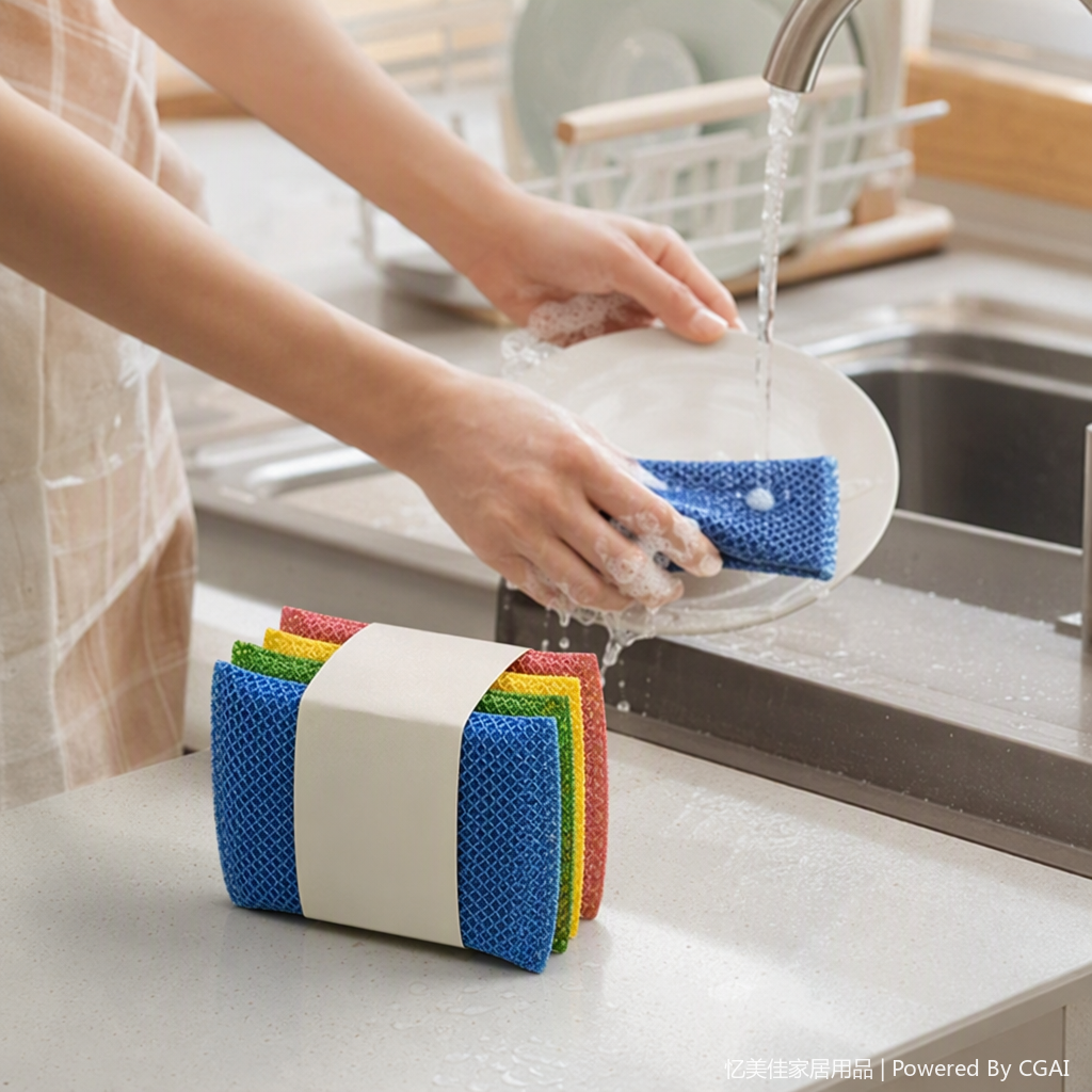 Multi-functional sponge, household cleaning supplies, kitchen dishwashing cloths, daily necessities, practical, durable, soft and stain-resistant Specification image