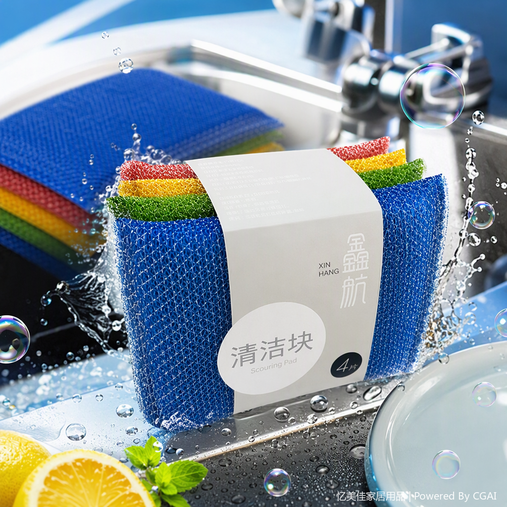 Multi-functional sponge, household cleaning supplies, kitchen dishwashing cloths, daily necessities, practical, durable, soft and stain-resistant Application Scenario