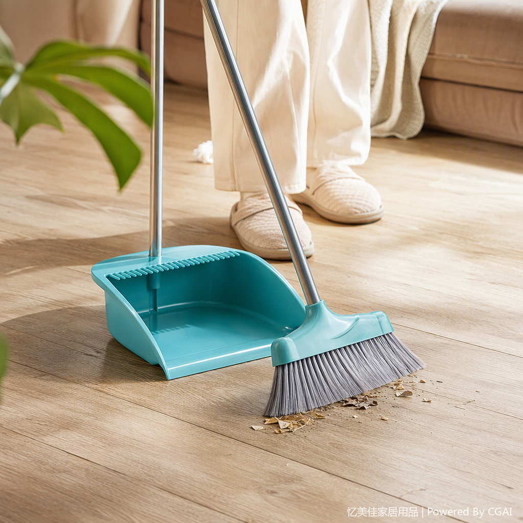 The multi-functional household broom and dustpan set is a durable and practical cleaning tool, an essential item for floor cleaning Item Picture