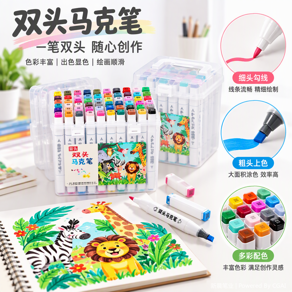 多彩办公文化马克笔套装学生绘画书写工具创意彩色笔便携实用