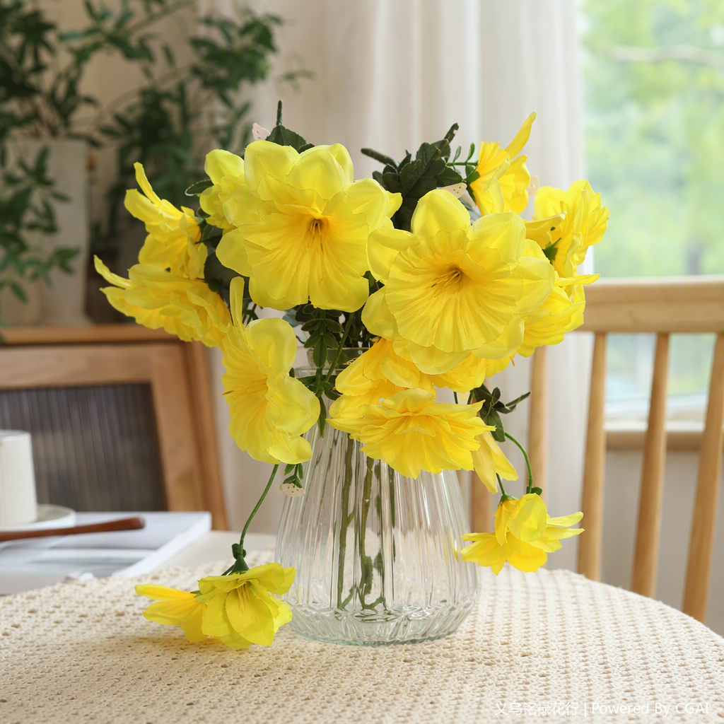 Ramo artificial amarillo cálido decoración de la sala de estar boda arreglo de la boda simulación arreglos florales details Picture