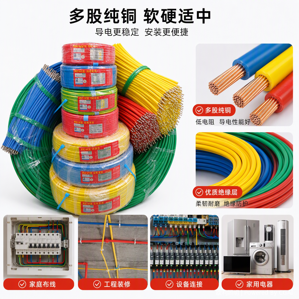 مجموعة من الأسلاك الكهربائية المعمرة المتعددة الأغراض لتركيب كابلات كهربائية مرنة Specification image