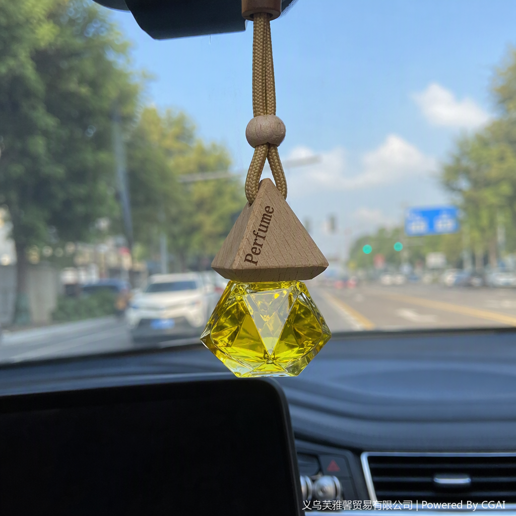 【 Wooden Beads 】 Diamond-shaped Pendant Aromatherapy 10ml Car Aromatherapy Tennis Perfume, long-lasting and refreshing fragrance, improving the air inside the car, fragrance decoration product Item Picture