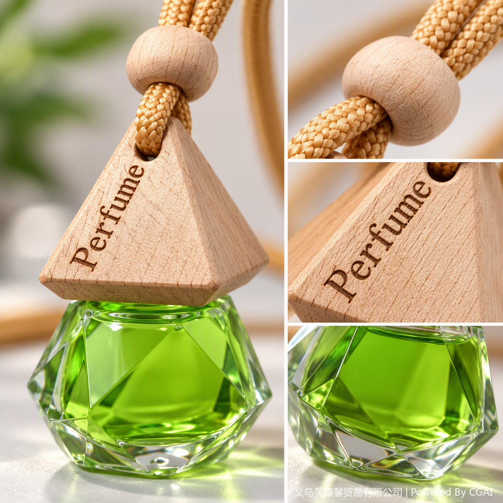 【 Wooden Beads 】 Diamond-shaped Pendant Aromatherapy 10ml Car Aromatherapy Tennis Perfume, long-lasting and refreshing fragrance, improving the air inside the car, fragrance decoration product Application Scenario