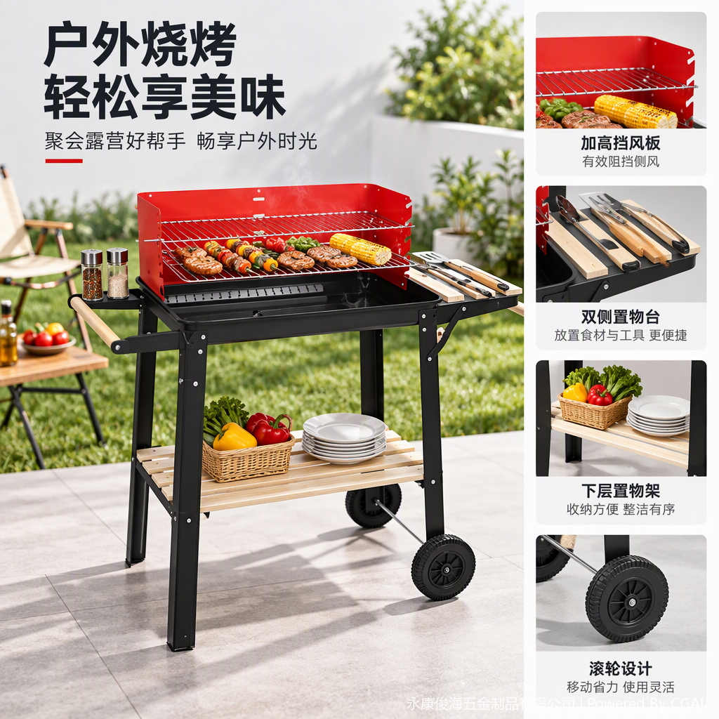 The multi-functional portable barbecue grill and grill net set outdoor barbecue equipment is a must-have grilling tool for family gatherings Specification image