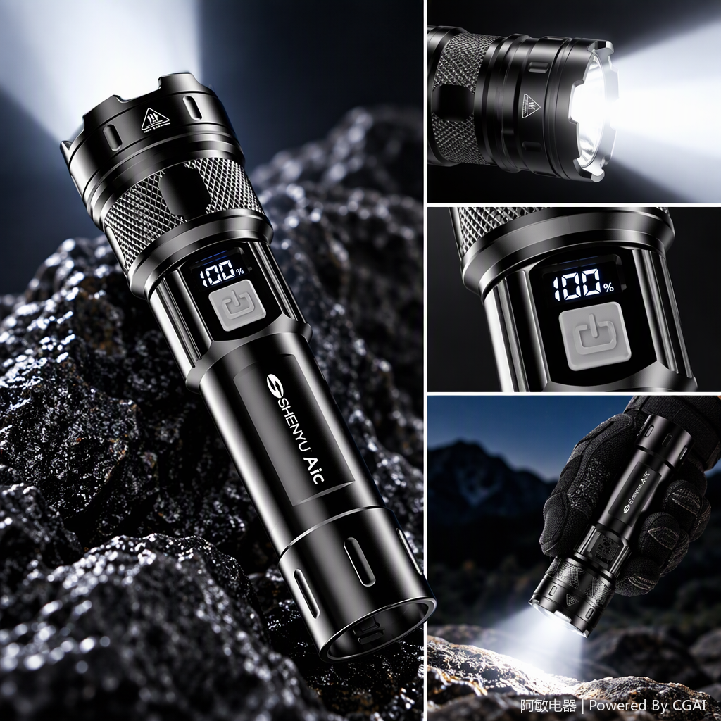 Multi-functional handheld lighting flashlight, portable high-intensity outdoor emergency flashlight, household flashlight lighting tool Item Picture