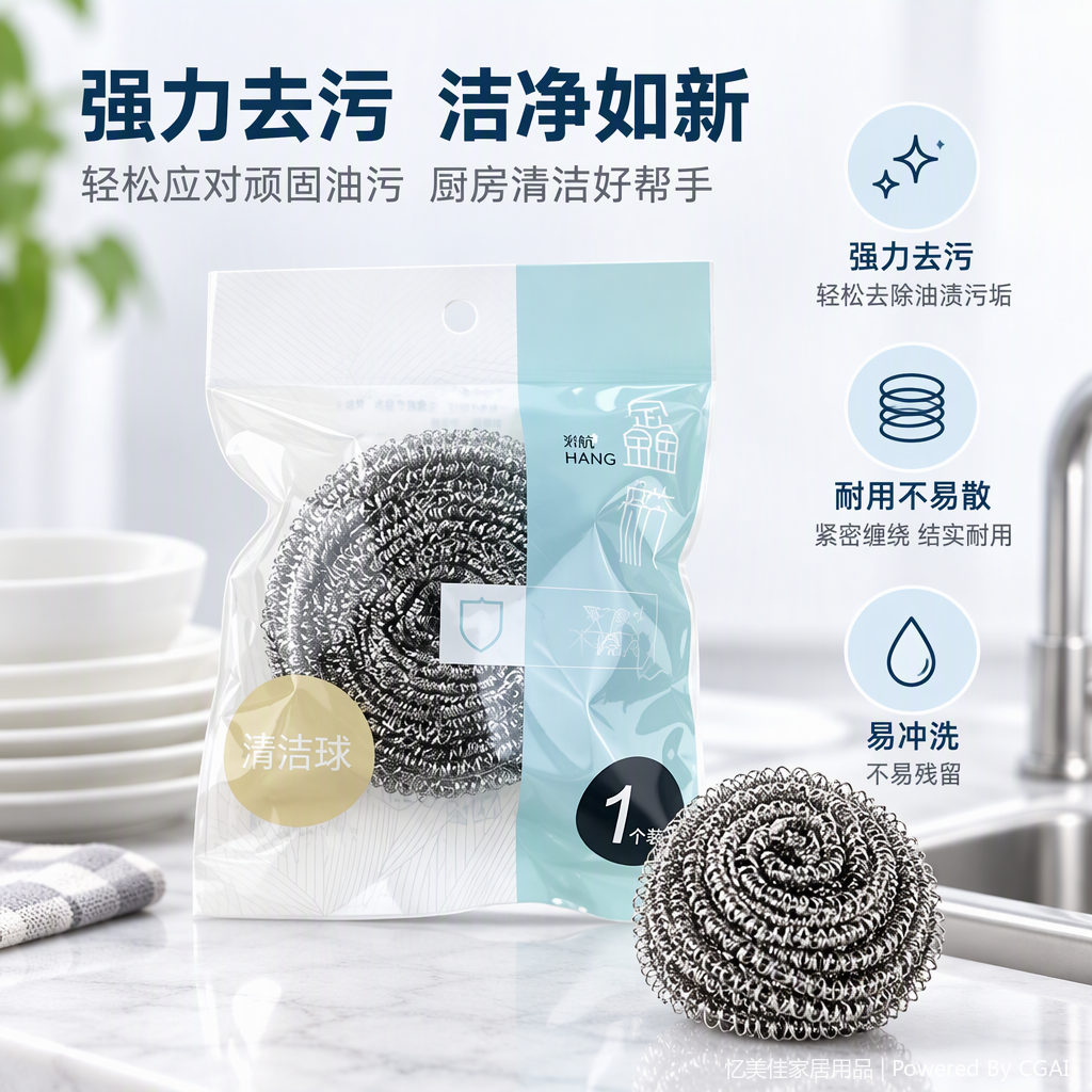 多功能清洁刷钢丝球套装厨房卫生间家务清洁工具耐用实用家用必备