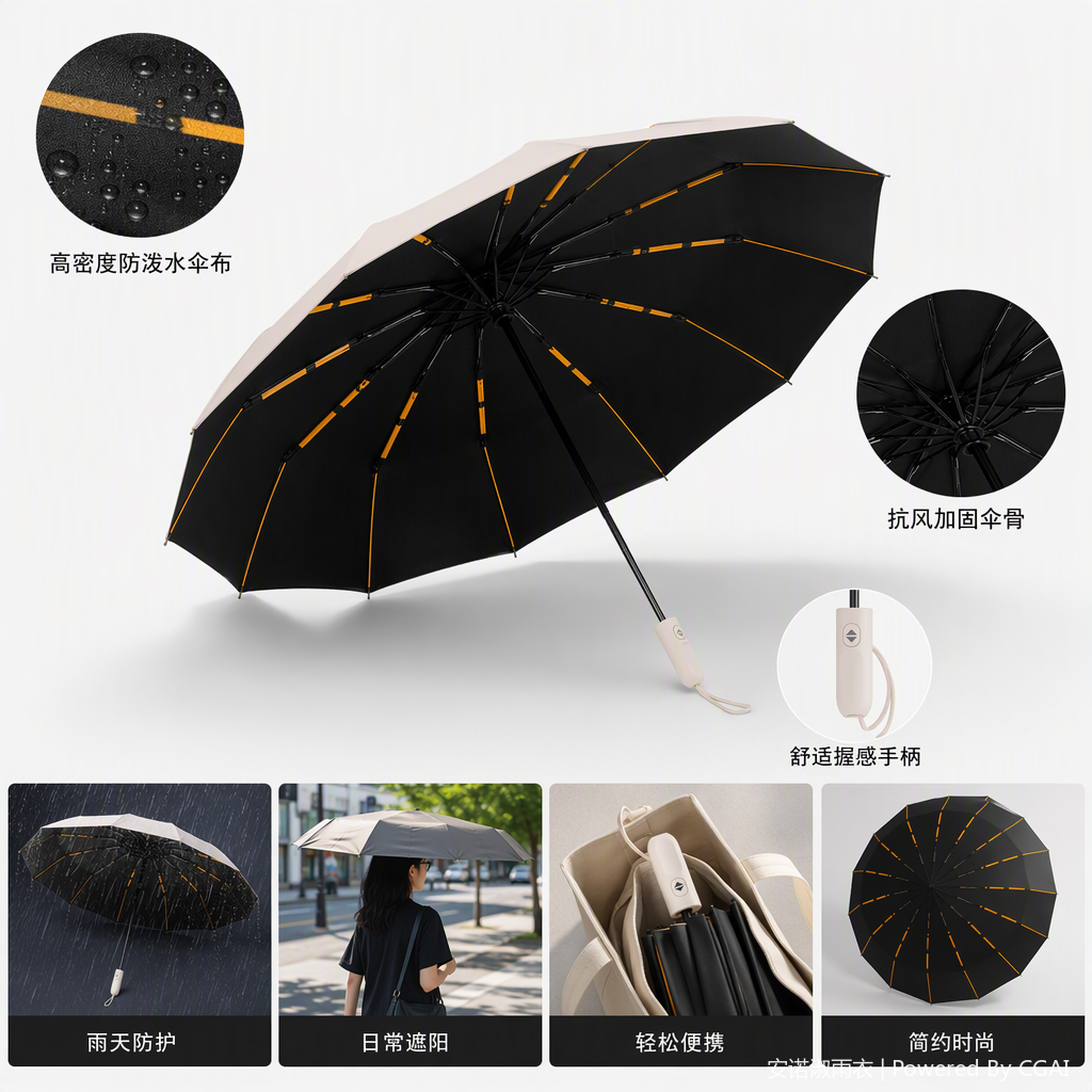 This multi-functional windproof and sunshade umbrella is lightweight and durable, suitable for both sunny and rainy days. It offers protection against rain, sun, wind and ultraviolet rays, and is unisex Application Scenario