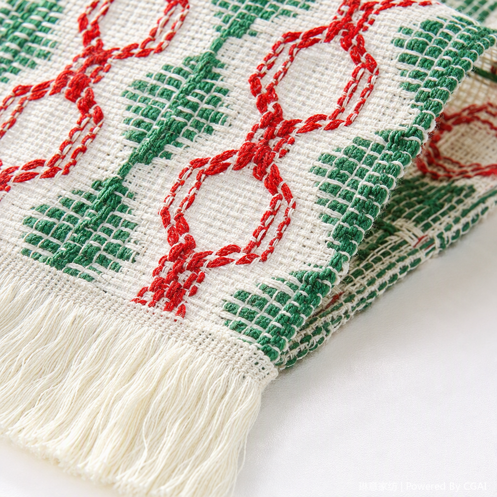 Bandera de mesa venta directa de fábrica alfombrilla de mesa de navidad decoración de borla bandera de té tela de parque silla de una pieza mantel artículos de mesa para el hogar de vacaciones pic 4