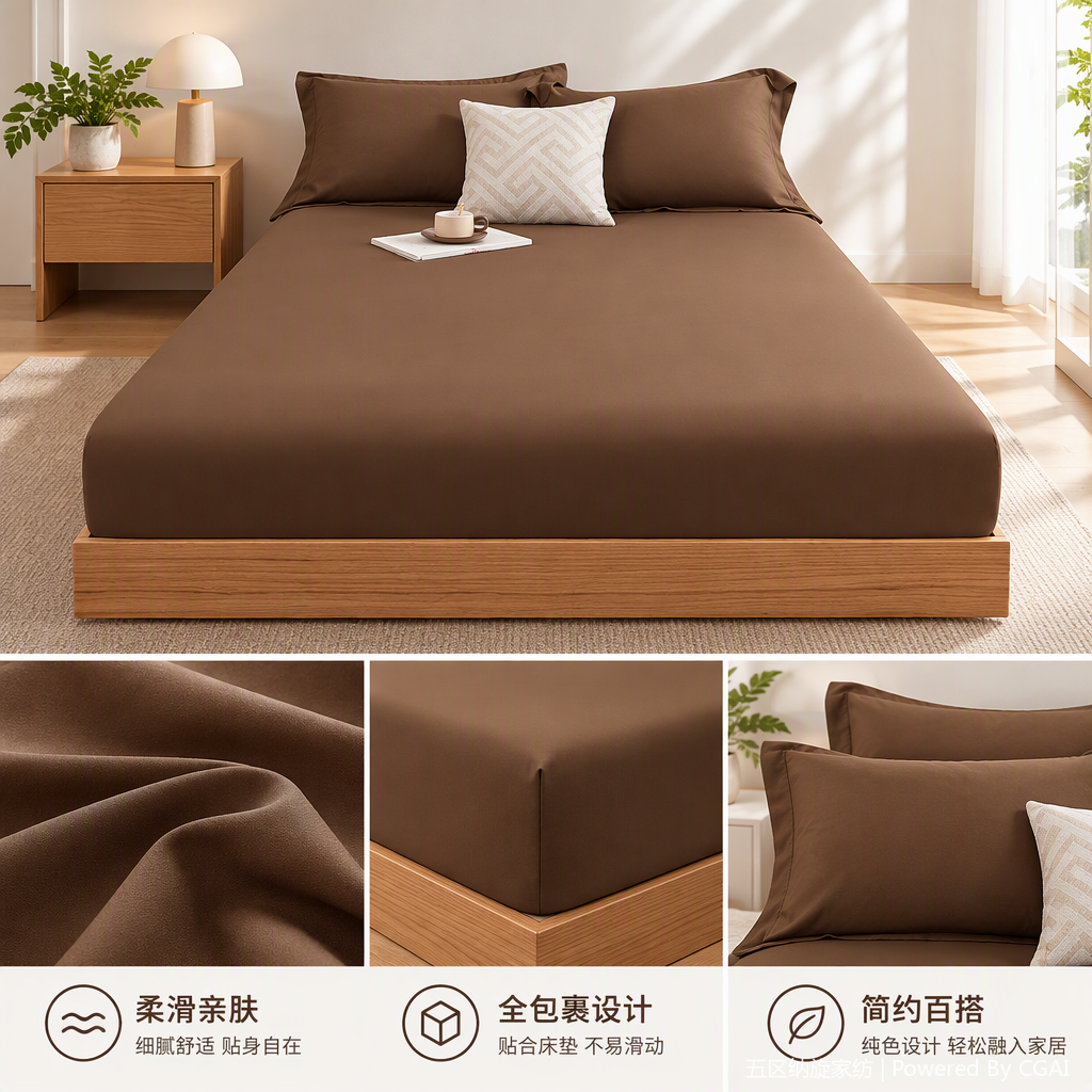 Thick grey bed cover, anti-slip mattress cover, simple and durable bedding, bed linens, bed cover, mattress protection cover Item Picture