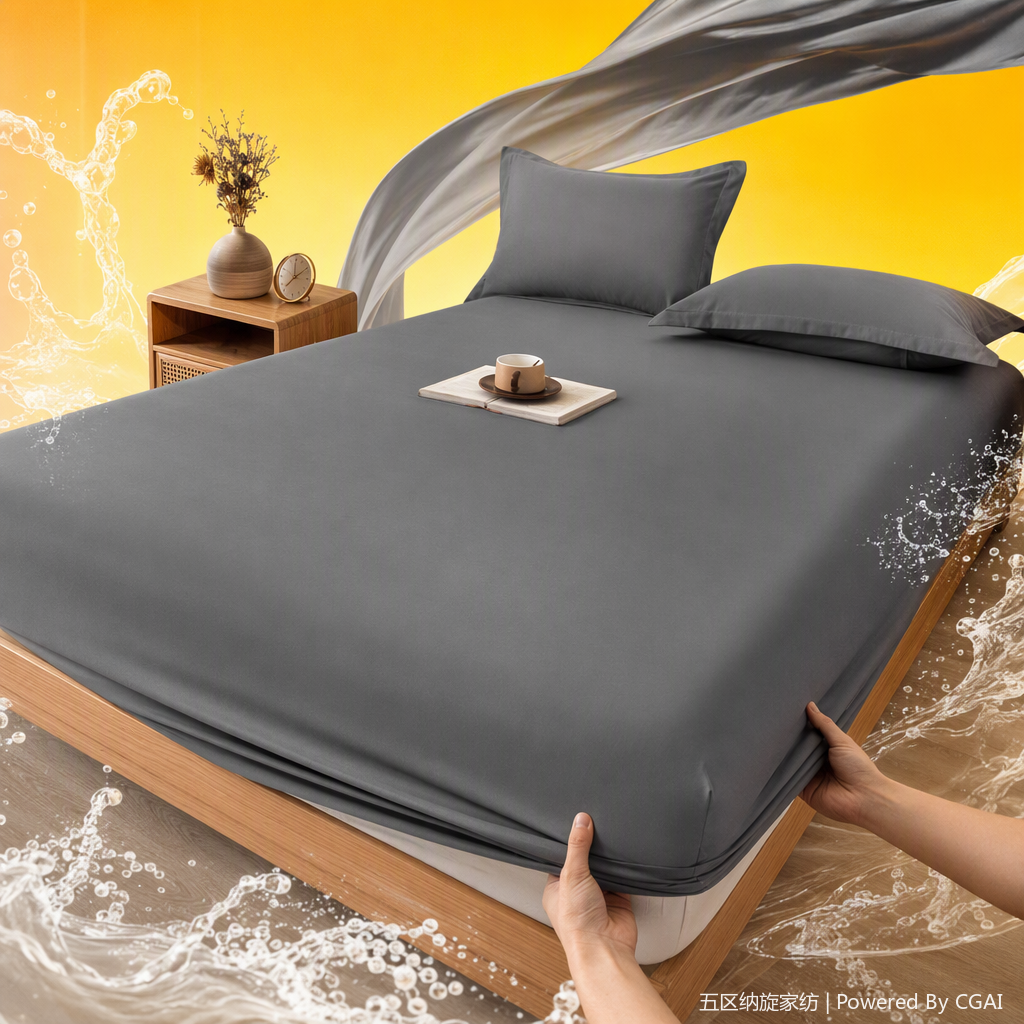Thick grey bed cover, anti-slip mattress cover, simple and durable bedding, bed linens, bed cover, mattress protection cover Specification image