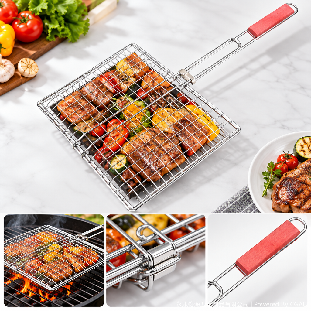 Multi-functional portable barbecue grill, barbecue utensils, stainless steel barbecue mesh, outdoor skewer grilling wonder, essential for family picnics Specification image